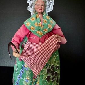 Santon de Provence French  Doll 11” Crèche Old Woman Scythe Marinacci Greoux
